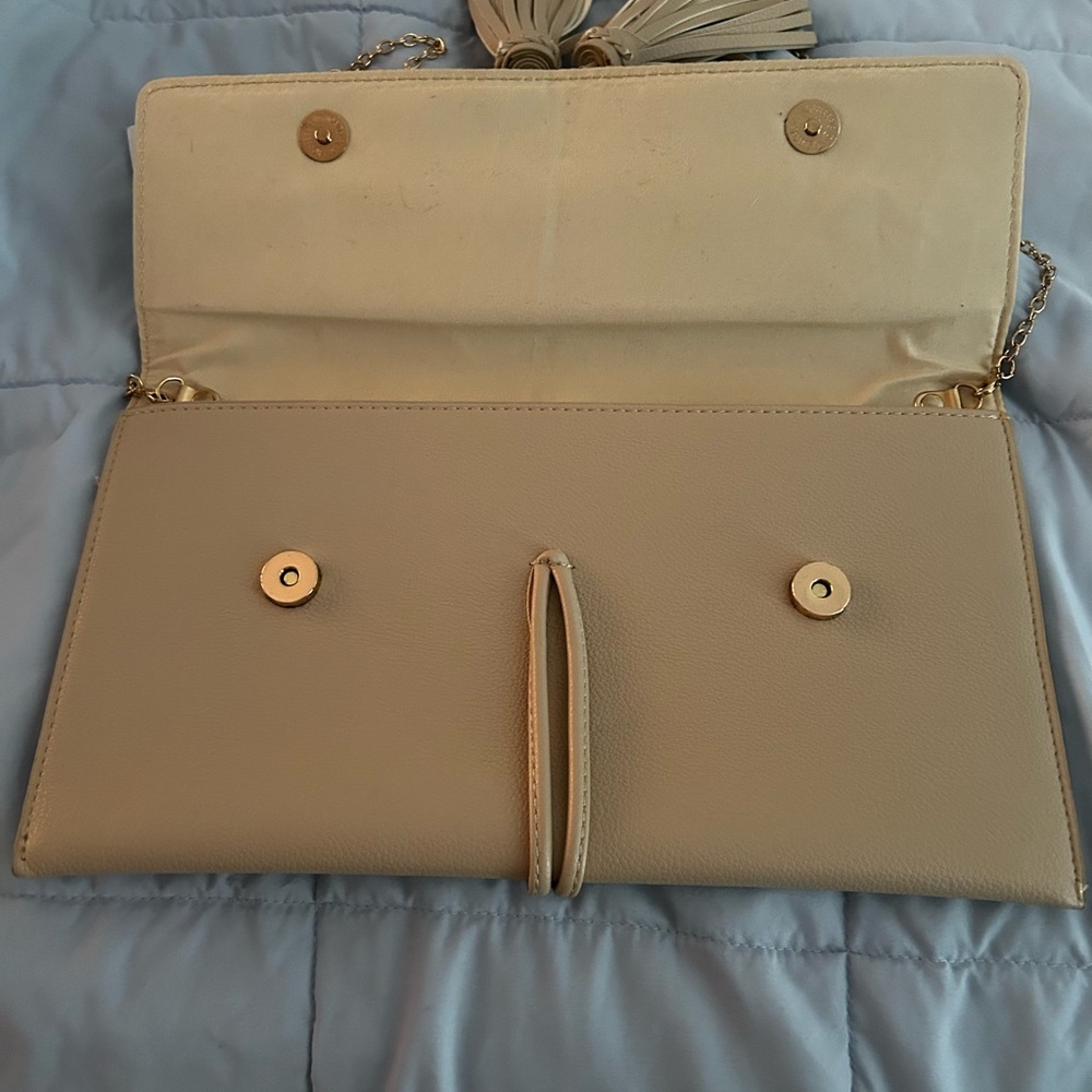 Tan Clutch with Tassel Accents - Picture 3 of 8